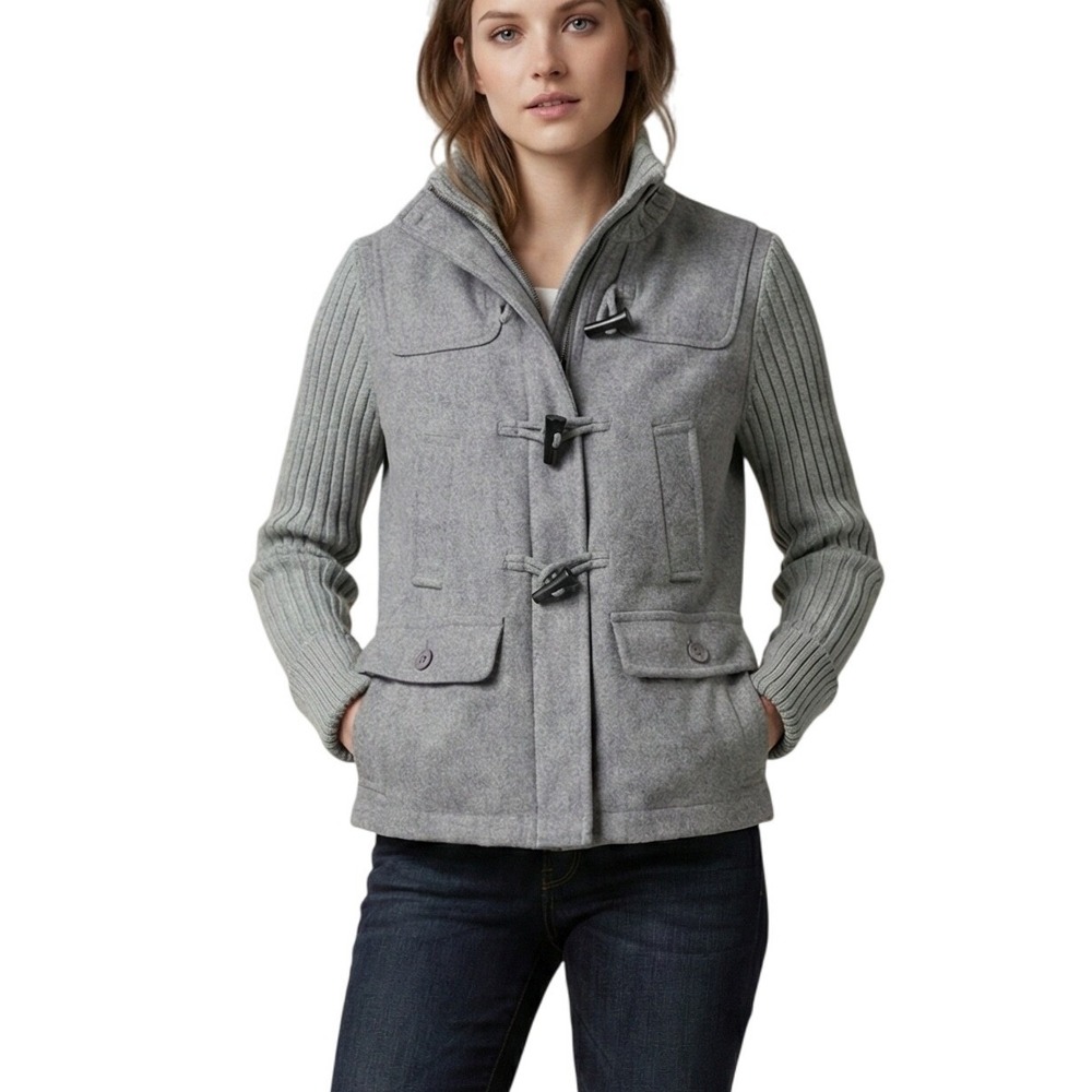 Gap Gray Wool Blend Toggle Duffle Coat Jacket Wom… - image 1